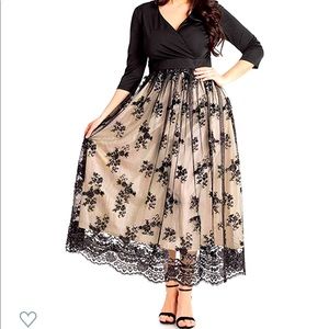 GRAPENT Women's Size 16W Sequin 3/4 Sleeves Evening Gown Party Long Maxi Dress